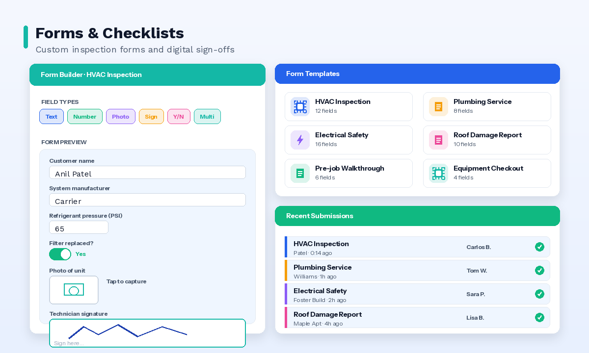 Custom Forms & Checklists - JobNimble Field Service Software Feature
