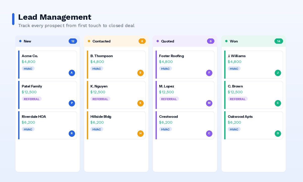 Lead Management - JobNimble Field Service Software Feature
