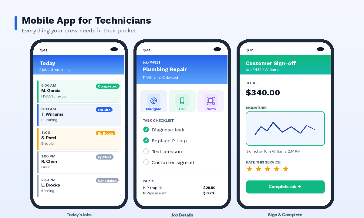 Mobile App for Technicians - JobNimble Field Service Software Feature