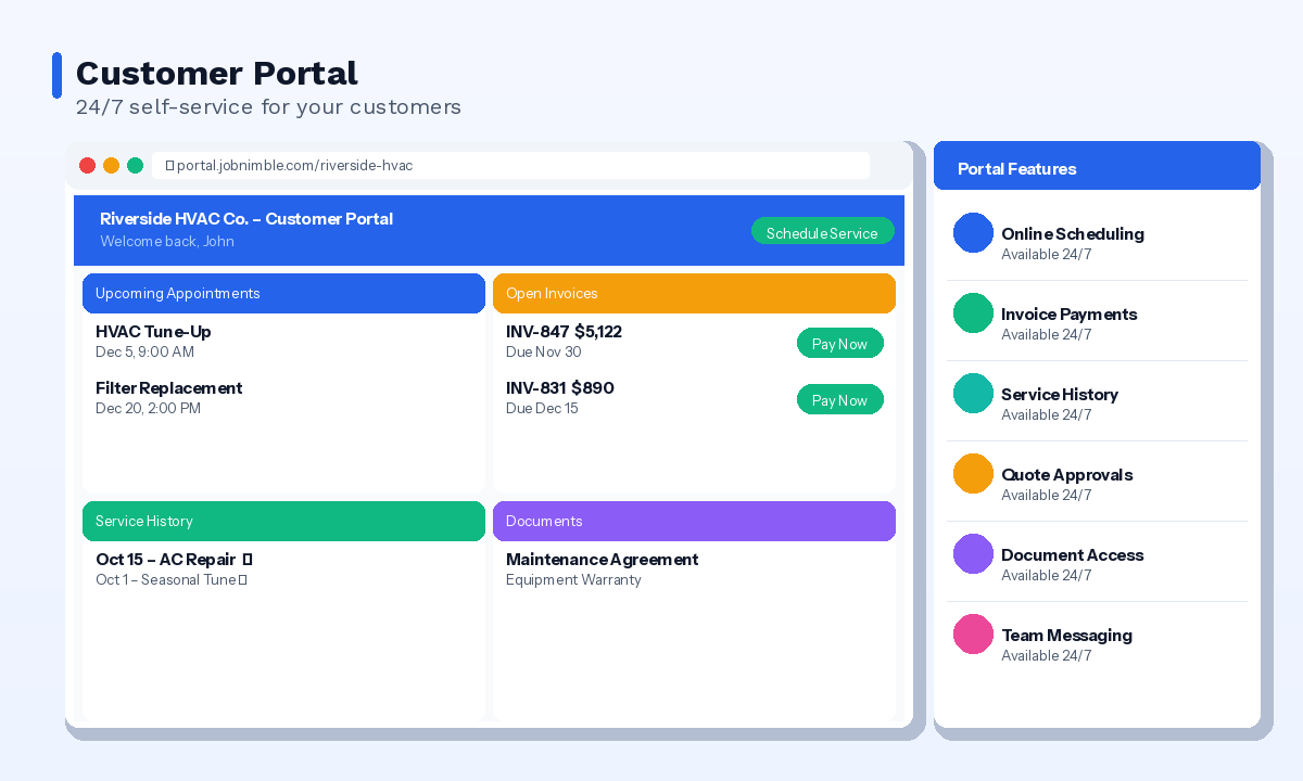 Customer Portal - JobNimble Field Service Software Feature