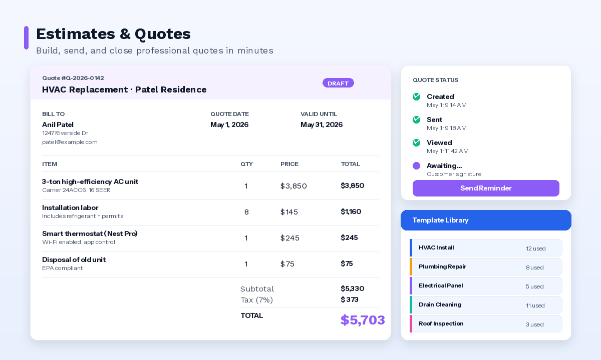 Estimates & Quote Management - JobNimble Field Service Software Feature